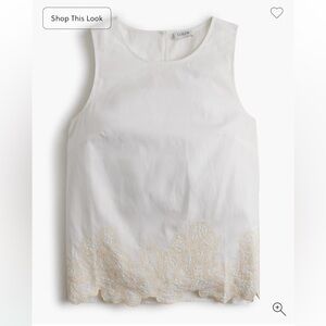 J crew White Sleeveless embroidered Top